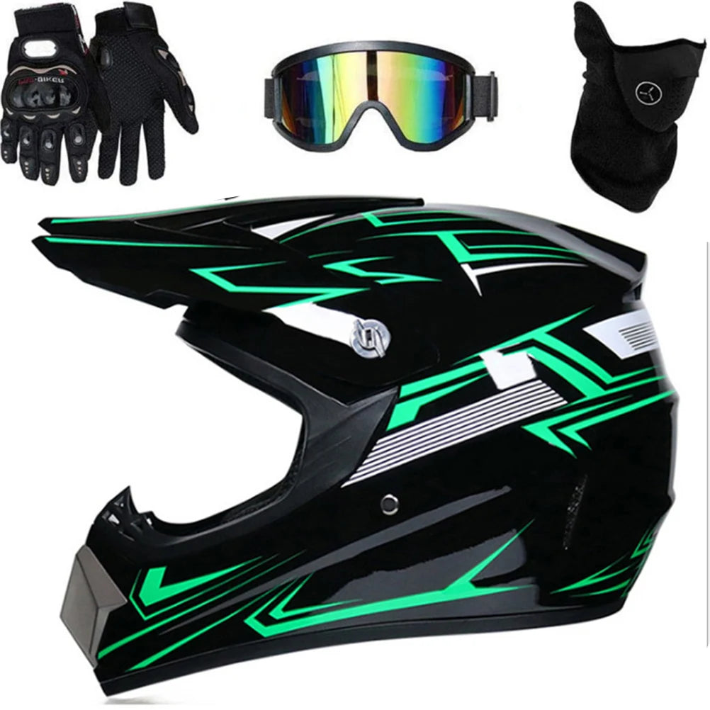 Aramox Full Face Motocross Helmet Set | DOT-Certified Off-Road Helmet with Goggles, Gloves & Face Cover