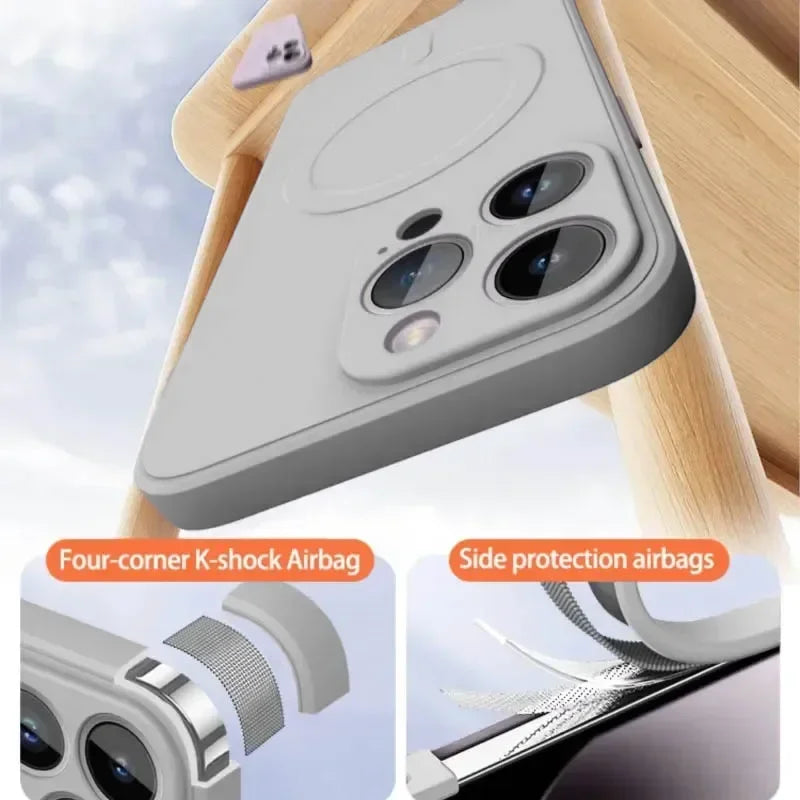 Luxury For Magsafe Liquid Silicone Soft Phone Case For IPhone 16 15 14 13 12 17 Pro Max Plus Magnetic Wireless Charging Cover