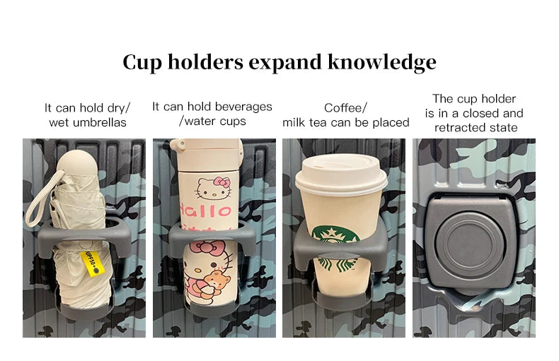 Suitcase Wide Handle Travel Suitcase Men 20 24 26 Carry-On Luggage Women PC Aluminum Frame Trolley Case