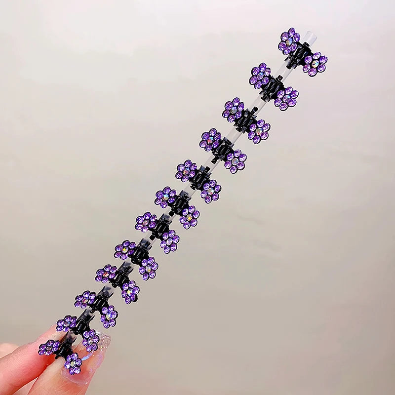 12pcs/Set Glitter Rhinestone Colorful Flowers Mini No-Slip Metal Hair Claws Hair Accessories For Girls Hair Clips Hairpins