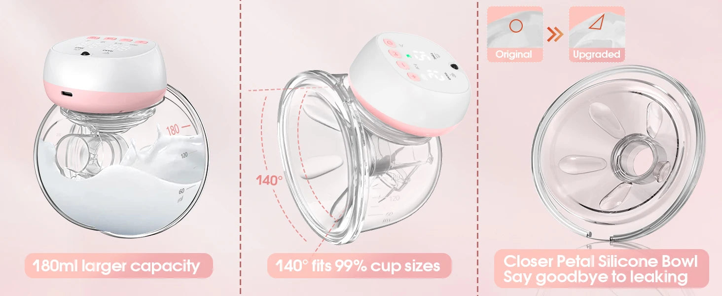 2 Pcs Electric Wearable Breast Pump (Model YM-805) — Silent, Hands-Free, USB Rechargeable (1200 mAh)