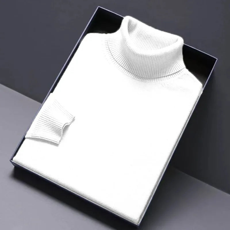 Animal Game Turtleneck Knitwear Luxury Men's Sweater Long Fit Pullover Sweaters Solid Color Men Streetwear Warm Cold Blouse