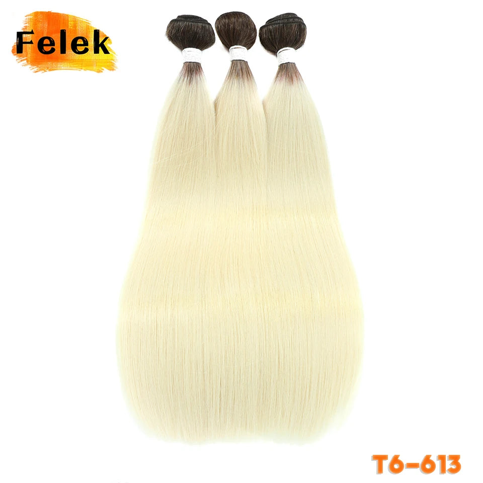 1Pc Straight Hair Bundles Synthetic Natural Hair Weaving 613 Blonde Bundle Hair Extensions Ombre Red Brown Weave Long Fiber Hair