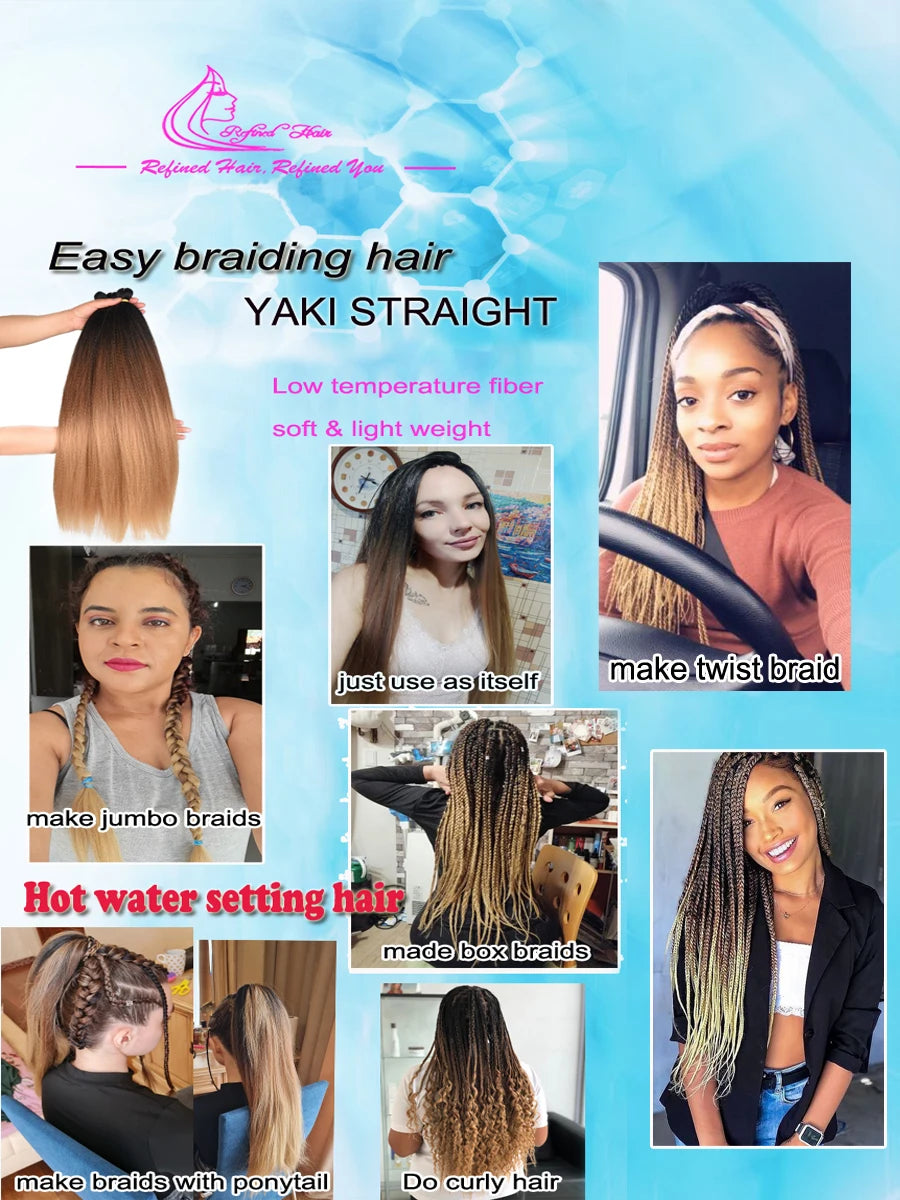 Refined Hair Pre-Stretched EZ Braid — 26" Ombre Brown Synthetic Braiding Hair