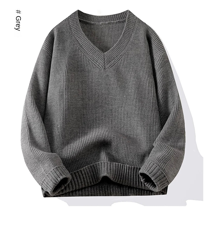 Pullover Knitwear Sweatshirts Long Sleeve Shirt Jacket Fashion V Neck Streetwear Tops Casual Wool Knit Sweater Men Clothes Coat