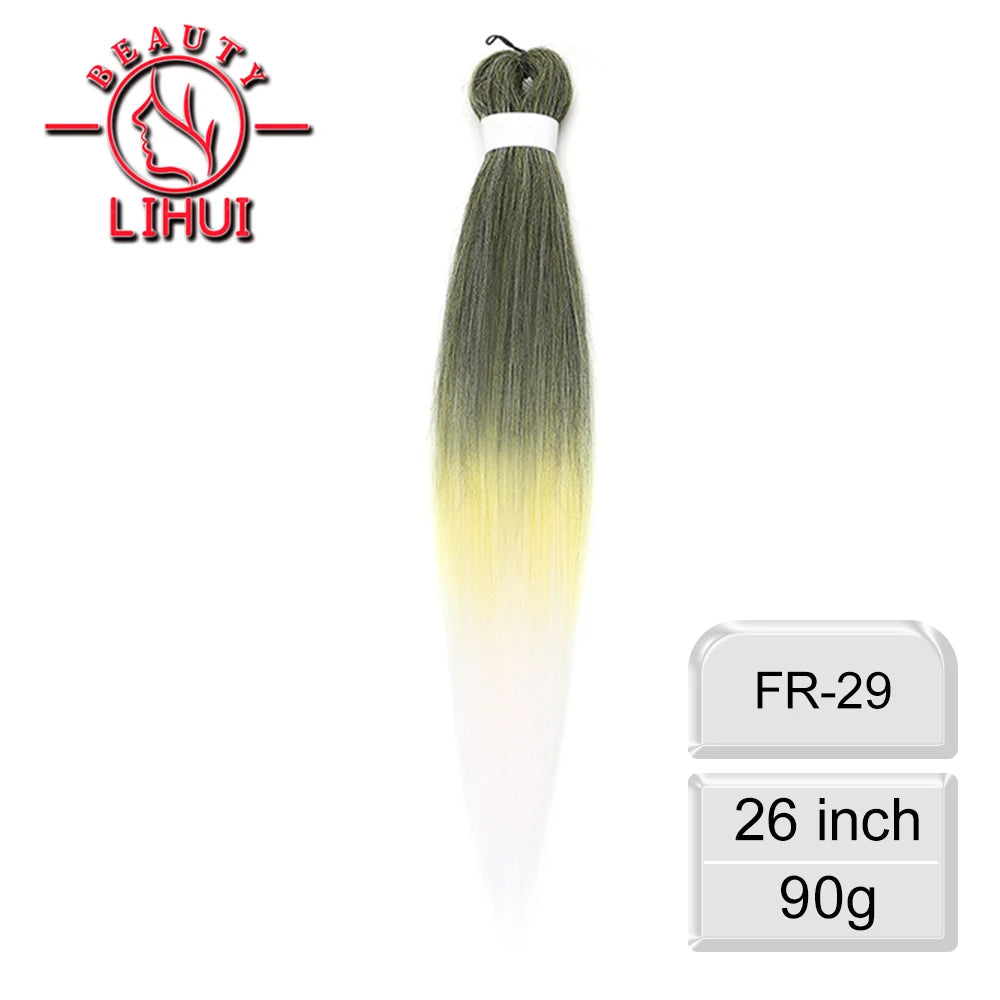 LIHUI Pre-Stretched Jumbo Braids — 26" 90 g Synthetic (Red/Pink, Frosted Colors)