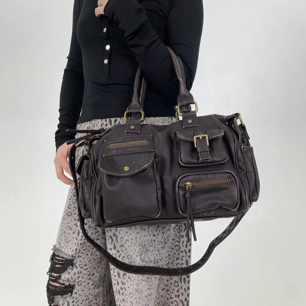Venn Angel Women Handbags Top-handle PU Shoulder Bag Satchel Fashion Dumpling Pack Tassel Design Multi-pockets Evening Bags