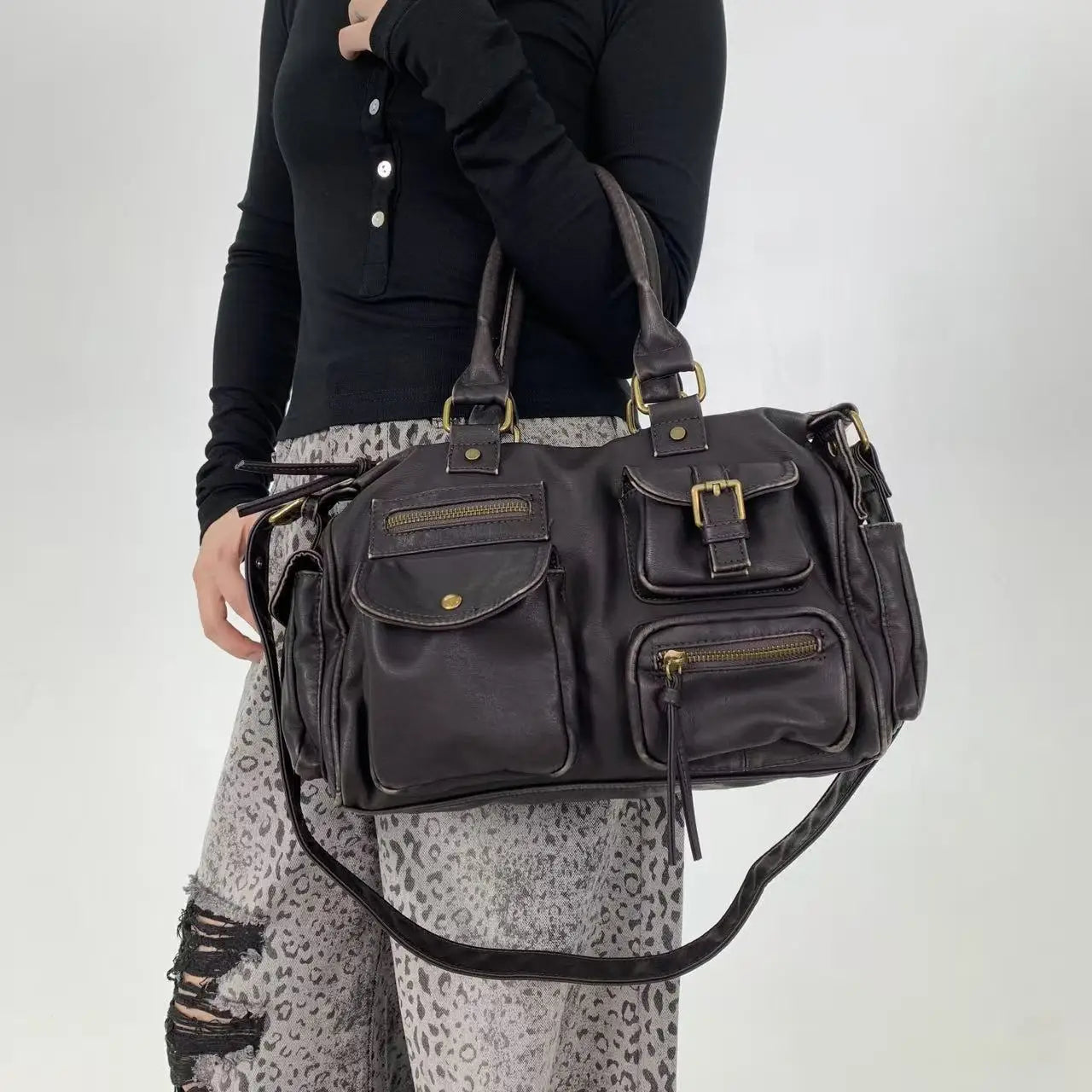 Venn Angel Women Handbags Top-handle PU Shoulder Bag Satchel Fashion Dumpling Pack Tassel Design Multi-pockets Evening Bags