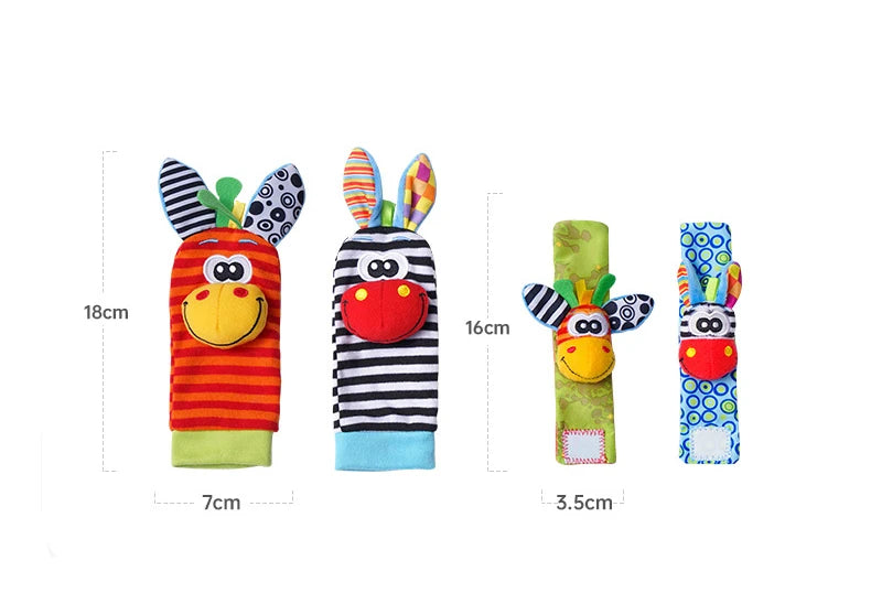 2PCS/SET Baby Rattle Toys Cute Stuffed Animals Wrist Rattle Foot Finder Socks 0~12 Months For Infant Boy Girl Newborn Gift