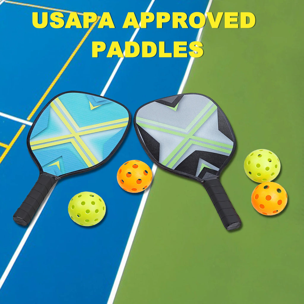 Pickleball Paddles Set — 4 Wood Rackets + 4 Balls + 4 Cooling Towels + Carry Bag (Beginner/Family Set)