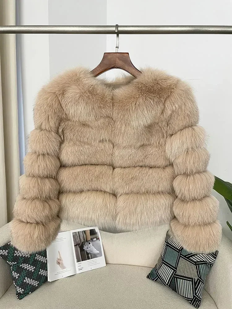 OFTBUY 2024 Winter Real Natural Raccoon Fox Fur Women Coat Short Leather Thickened Warm Jacket Elegant Fashionable Overcoats