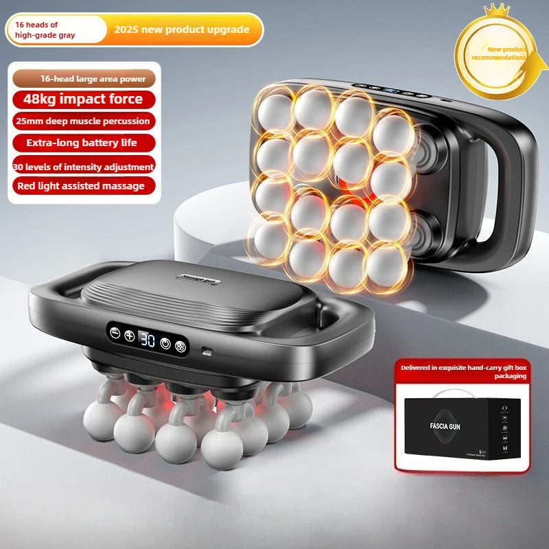 2025 new product launch S10 16-head fascia gun multi-head massager waist back legs hands whole body muscles deep relaxation