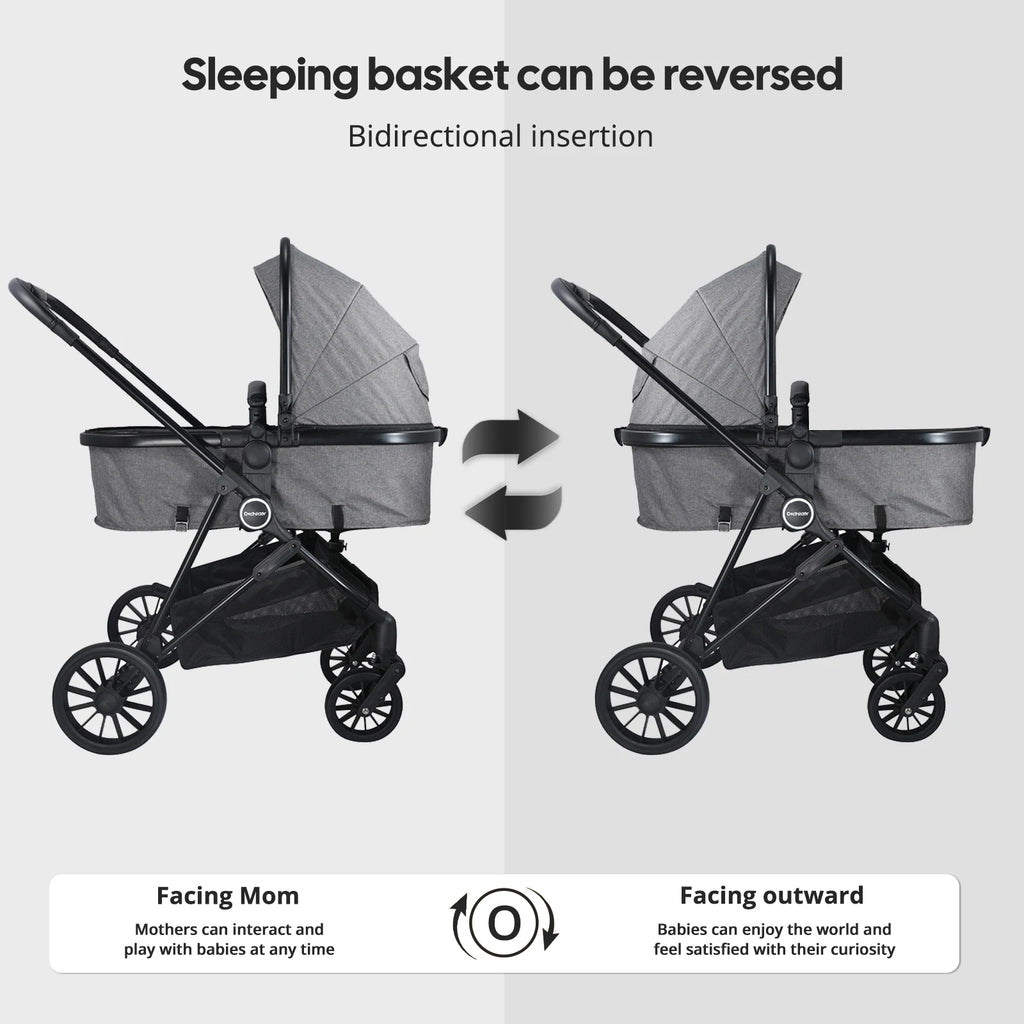 High-view baby stroller, 2-in-1 newborn stroller, foldable outdoor camping vehicle, bidirectional push, Christmas gift