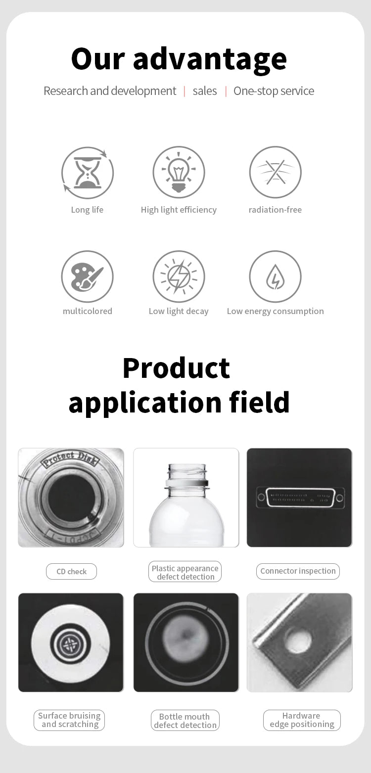 Shadowless Light Source Vision Inspection System with High Brightness & Uniformity for CCD Industrial Camera LED Machine Vision