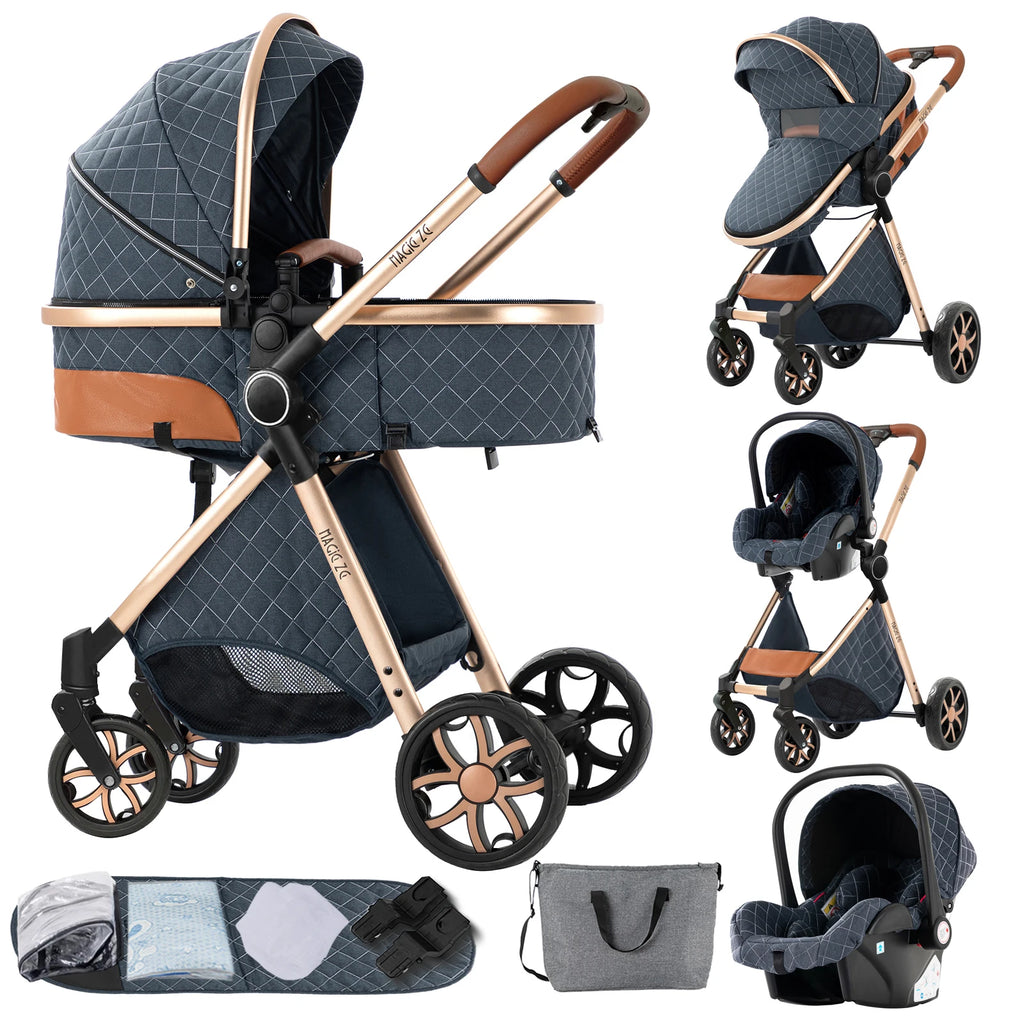 Baby Stroller 3-in-1 Travel System Carriages for Newborns Pushichair Car Seat Stroller High Landscape Lightweight Baby Prams