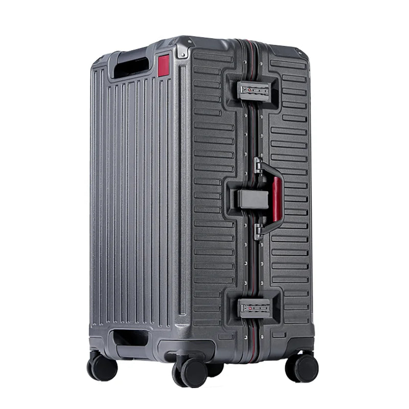 Suitcase Wide Handle Travel Suitcase Men 20 24 26 Carry-On Luggage Women PC Aluminum Frame Trolley Case