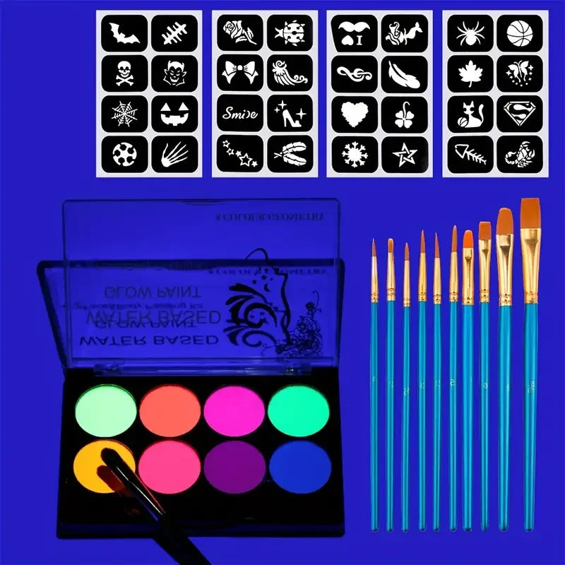 8 Colors Glow Fluorescent Neon Oil Face Body Art Paint UV Glow Oil Painting Halloween Party Fancy Dress Beauty Makeup Cosmetics