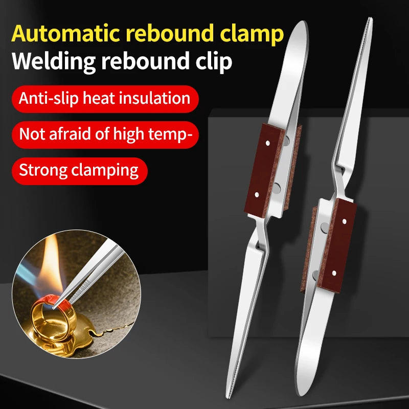 LUXIANZI Stainless Steel Reverse Tweezers Anti-Static Industrial Tweezers Acid Resistant Non-magnetic Precision Forceps Tools