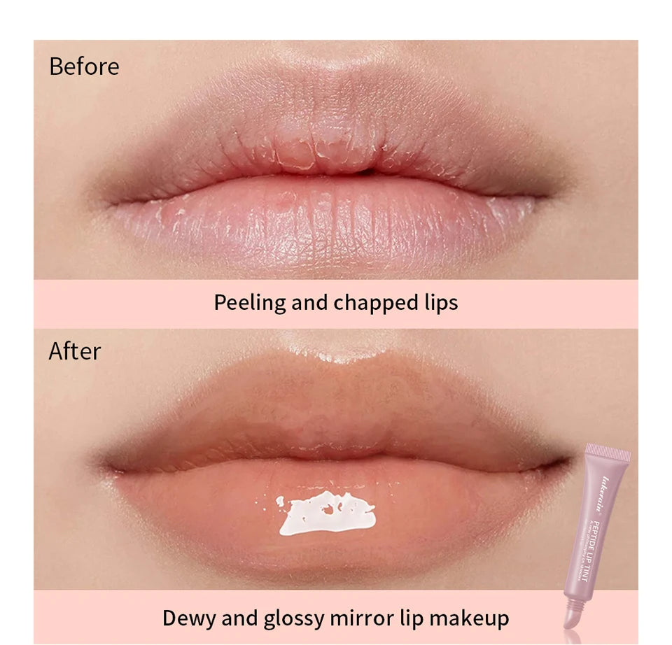 Lakerain 10ml Lip Balm Gel Texture Long Lasting Moisturizing Restore Replenish Non-Sticky Fragrance-Free Tinted Lip Serum Makeup