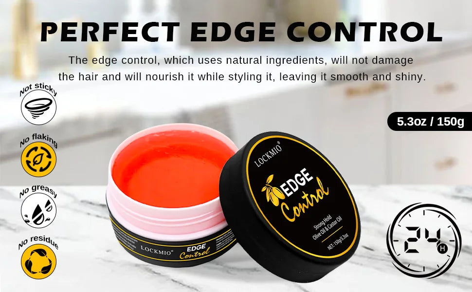 Edge Control Gel Pomade – Anti-Frizz Baby Hair & Bangs Styling Wax (150g)