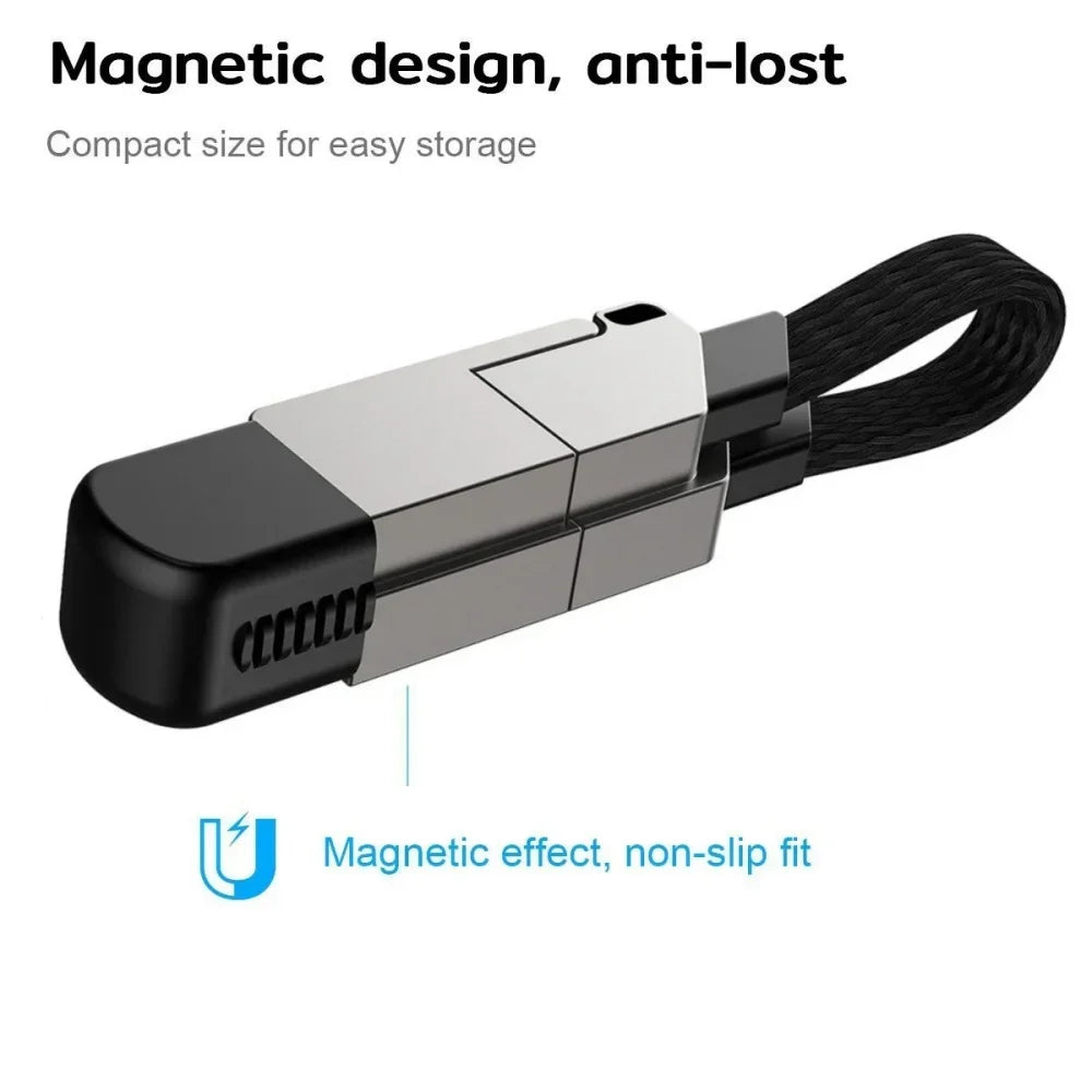 Multi 4 in 1 Fast Charging Data Cable TYPE-C 60W/IOS 27W Quick PD Line Magnetic Attraction Keychain for iPhone Mobile Phone