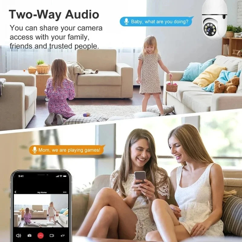 8MP E27 Bulb Surveillance Camera Wifi IP PTZ CCTV Camera 10X Zoom Color Night Vision Human Tracking Security Baby Monitor Cam