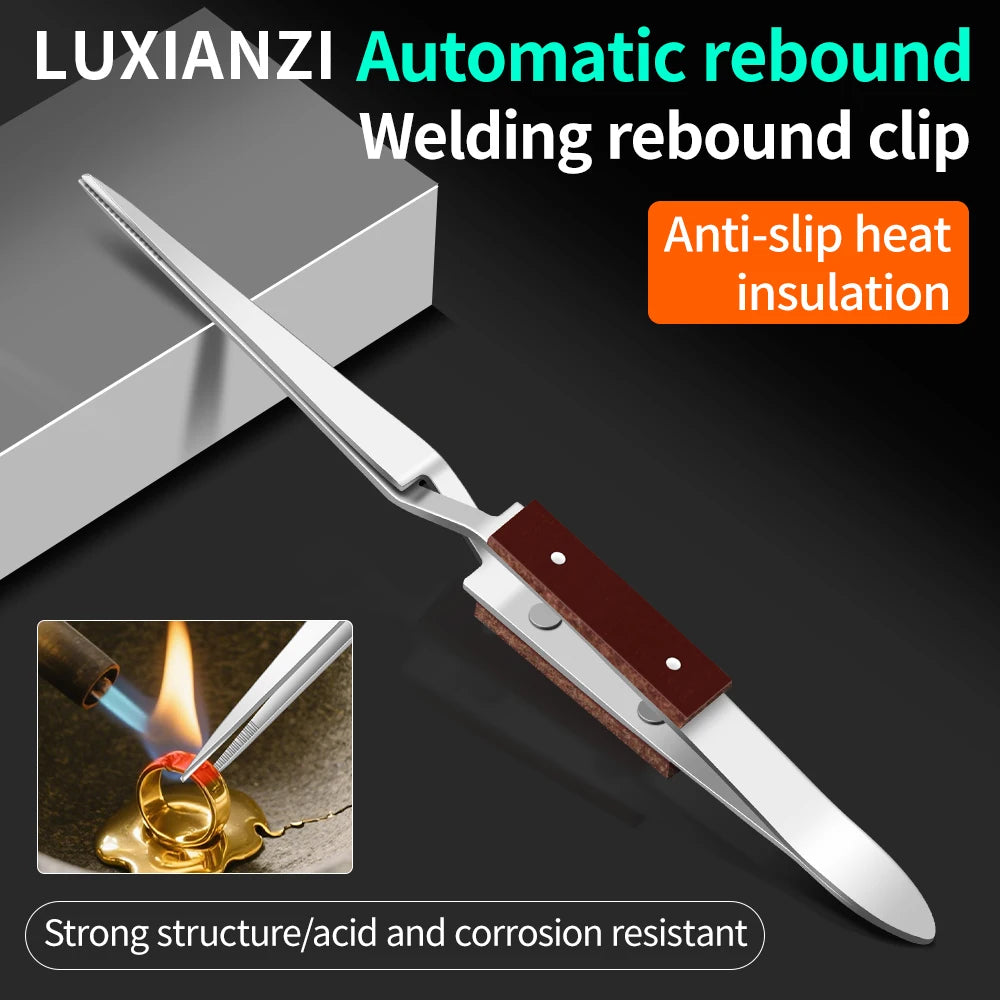 LUXIANZI Stainless Steel Reverse Tweezers Anti-Static Industrial Tweezers Acid Resistant Non-magnetic Precision Forceps Tools