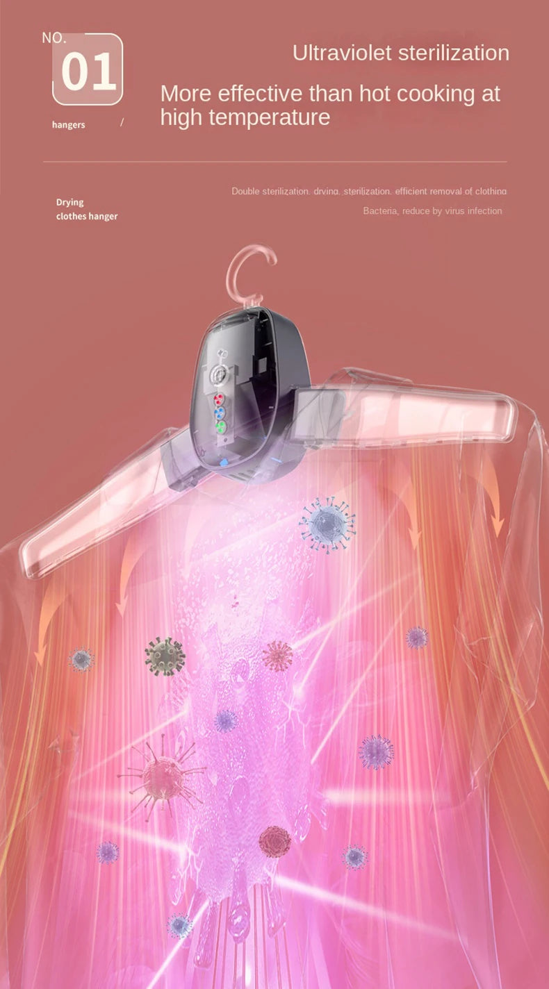 Portable Clothes Dryer Drying Hanger Electric Shoes Clothes Drying Rack Foldable Heater Hanger Machine Travel Laundry Dryer