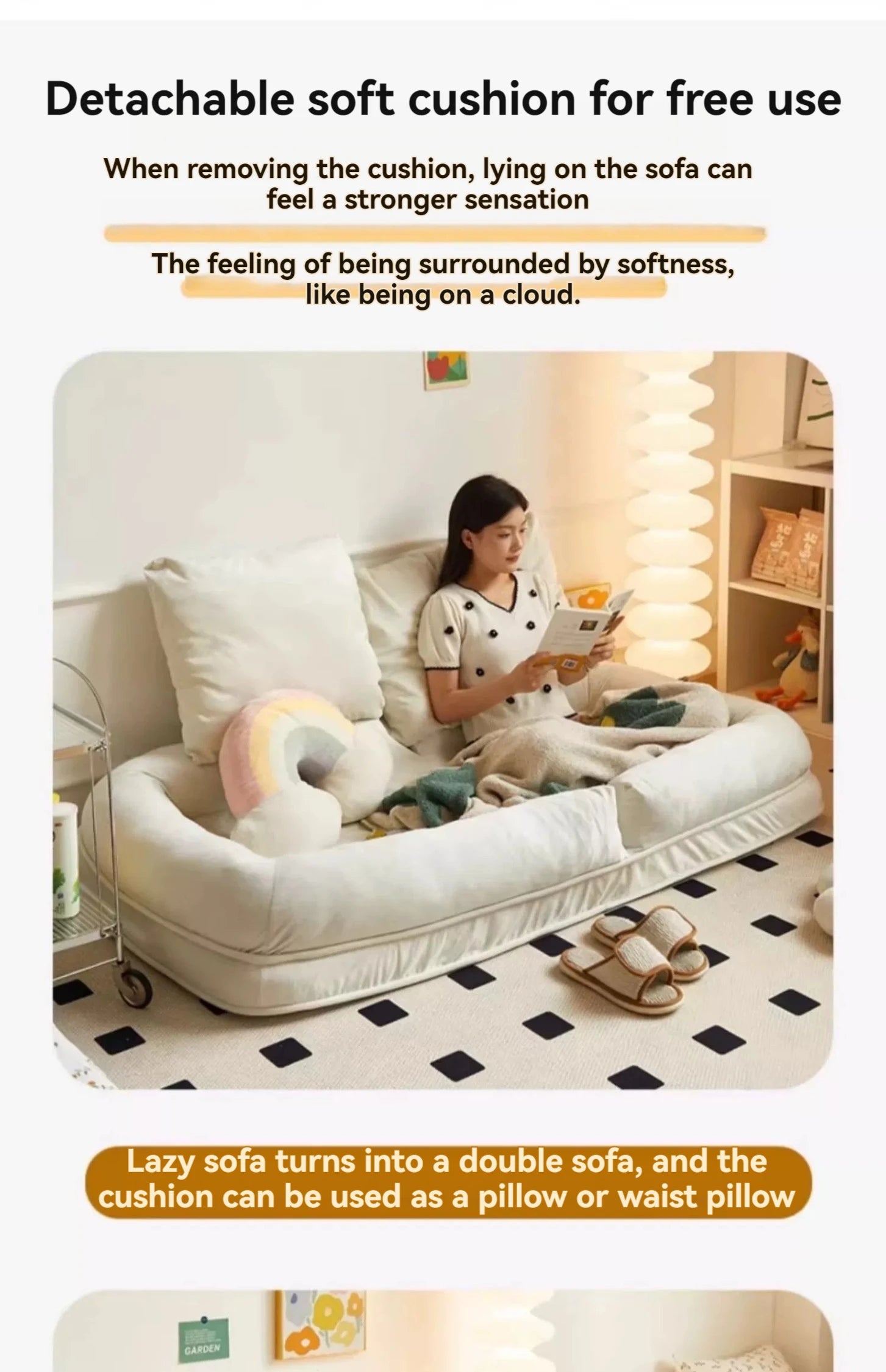 Human dog bed, lazy sofa, can lie down and sleep, internet celebrity tatami, foldable balcony, bedroom, small sofa,lounge chair