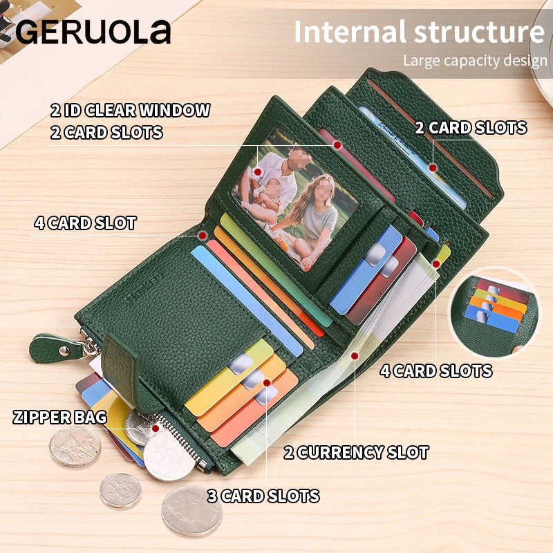 RFID anti-theft brush new three fold multi fold genuine leather cowhide wallet multifunctional anti tamper magnetic card bag sho