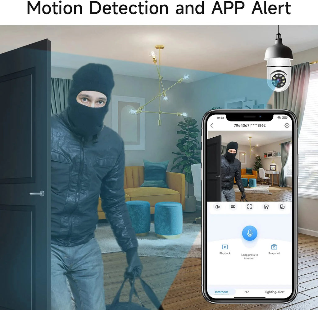 8MP E27 Bulb Surveillance Camera Wifi IP PTZ CCTV Camera 10X Zoom Color Night Vision Human Tracking Security Baby Monitor Cam