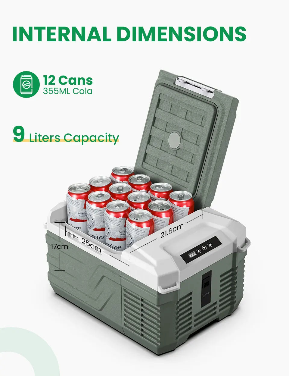 Alpicool NL9 9L Portable Refrigerator 12V/24V Small Car Fridge 100V~240V AC Electric Cooler Plug in Mini Freezer for Camping