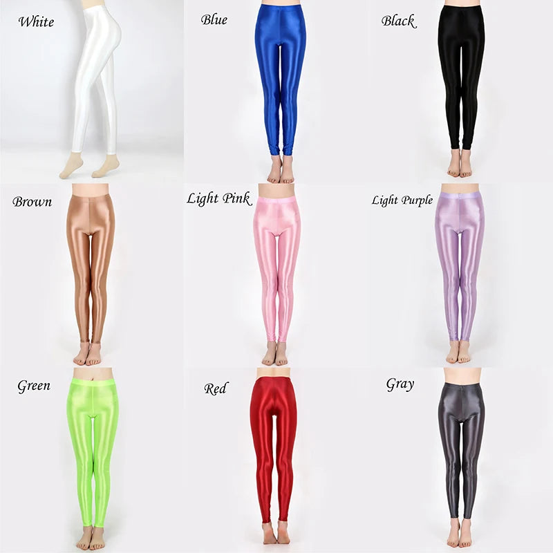 GlossFit™ Satin Shiny Leggings — High-Waist Slim Glossy Yoga Pants for Women