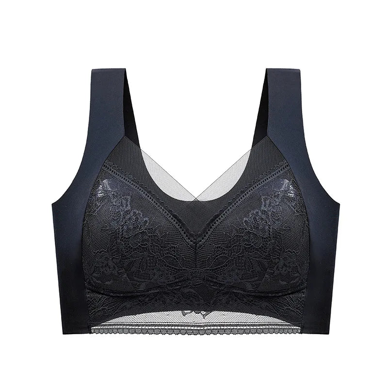 Fallsweet Seamless “Ice-Silk” Wireless Lace Bralette — Full Cup, Plus-Size, Everyday Comfort