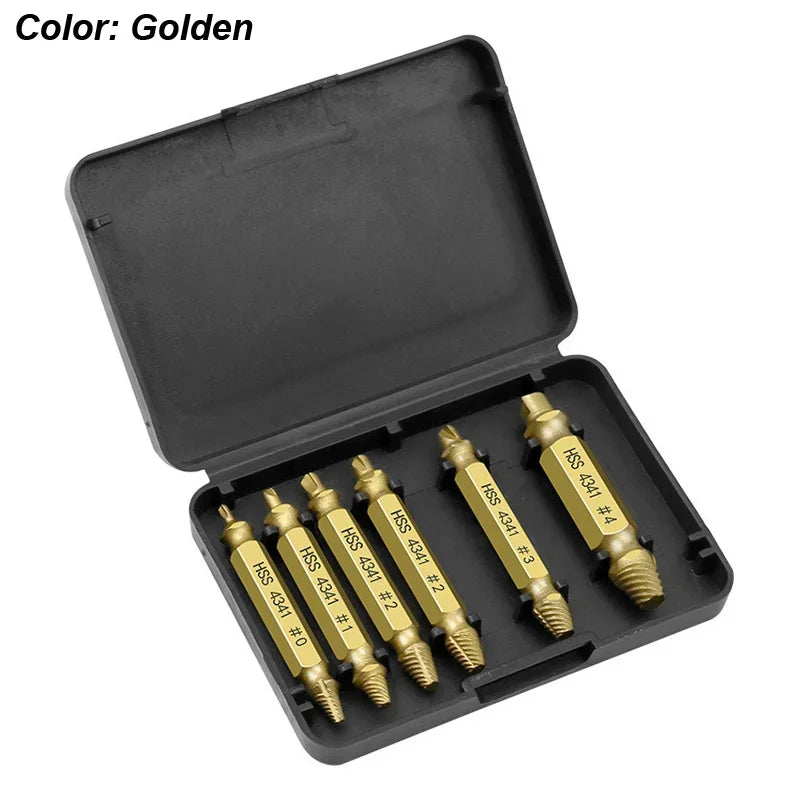 XMSJ 6-Piece Damaged Screw Extractor Set (HSS)