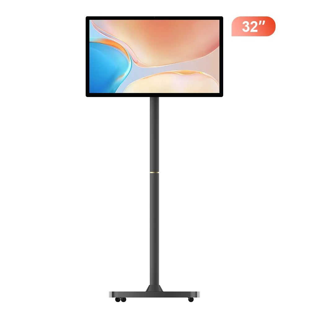 32 Inch Movable With Stand Smart Home Business TV Wireless Smart TV With Rotating Wheels Touch Screen Portable TV﻿