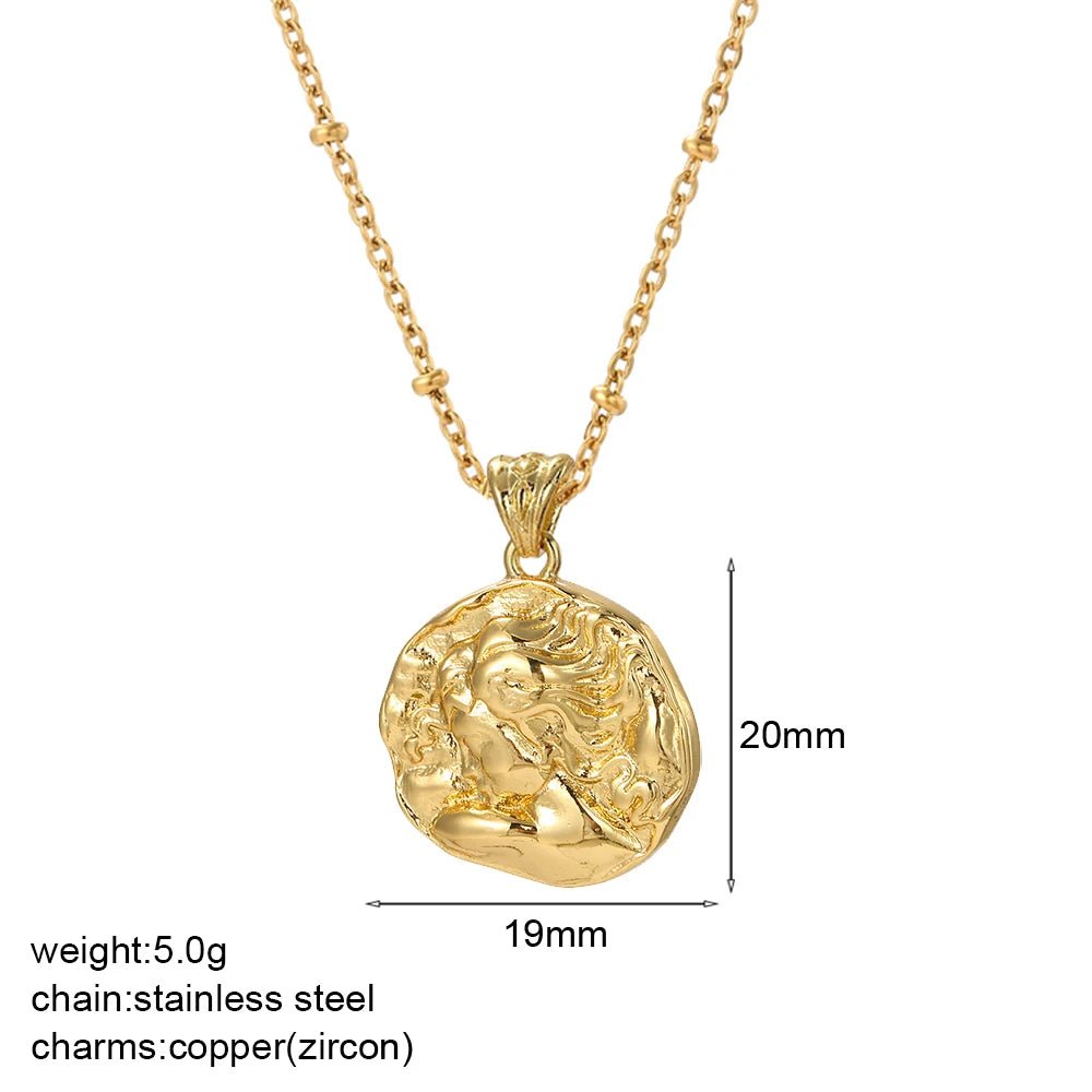 Vintage Gold Coin Pendant Necklace | Adjustable Portrait Chain for Women