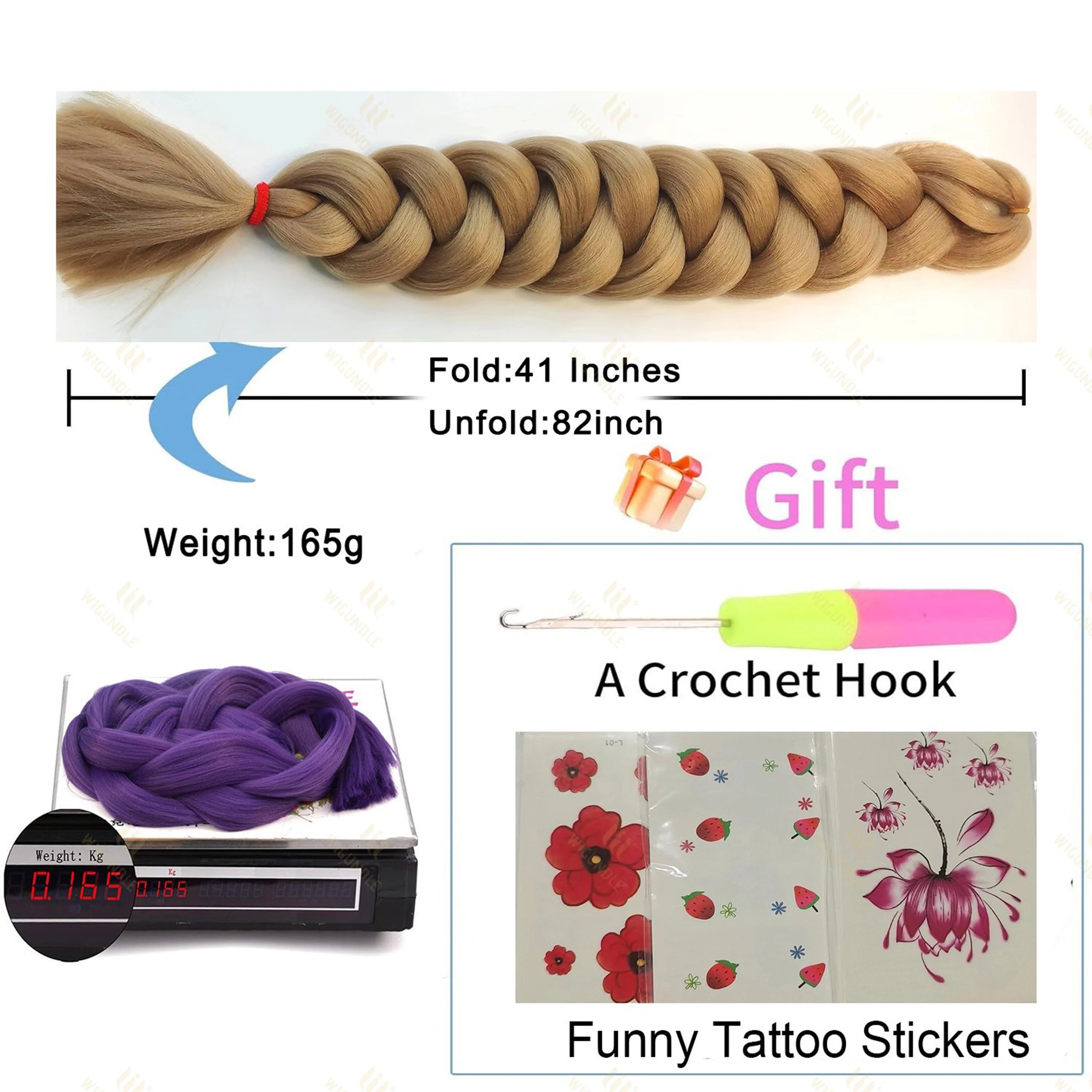 Wigundle Jumbo Braiding Hair Extension 82Inch High Temperature Synthetic Braid For Women Twist Box Braids Crochet Hair