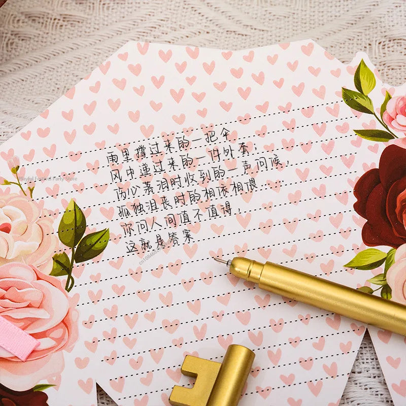 3D Carnation Bouquet Greeting Card — Hot-Stamped, Foldable Keepsake (11.5 × 17 cm)