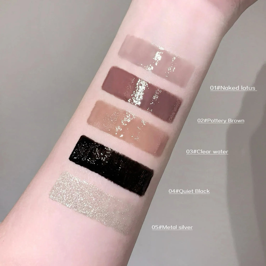 SHAQINUO Water Light Mirror Lip Gloss Lasting Moisturizing Cool Black Silver Gray Pearlescent Fine Sparkling Lipstick Lip Oil