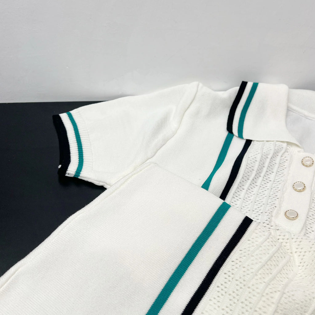 YuooMuoo Chic Fashion Sexy Package Hips Knitted Mini Dress 2026 Summer Vintage Turn-down Collar Ruffled Party Dress Streetrwear