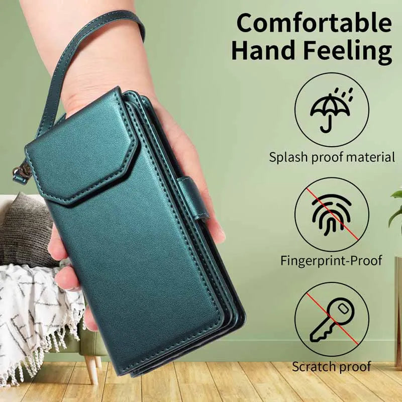 Leather Case For Samsung Galaxy S25 Ultra S24 S23 S22 S21 FE S20 S10 Plus Note 10 8 9 20 Edge Flip Wallet Multi-card Phone Cover