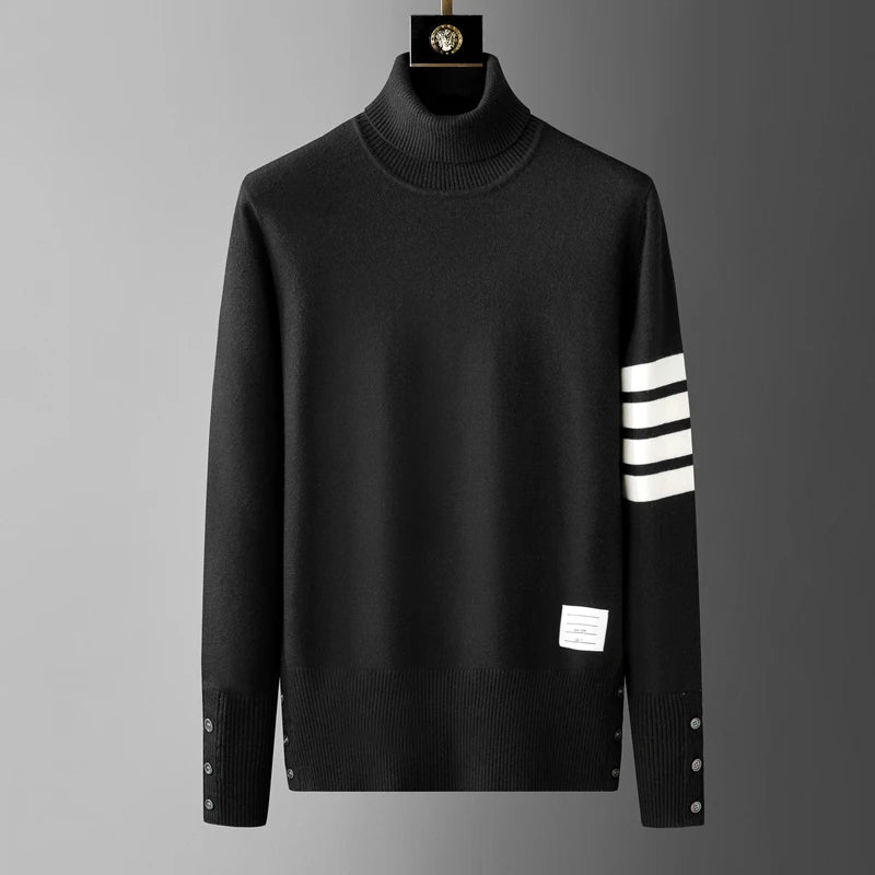 High end luxury brand sweater men personality trend ribbon striped round neck Knitwear autumn and winter Korean casual pullover