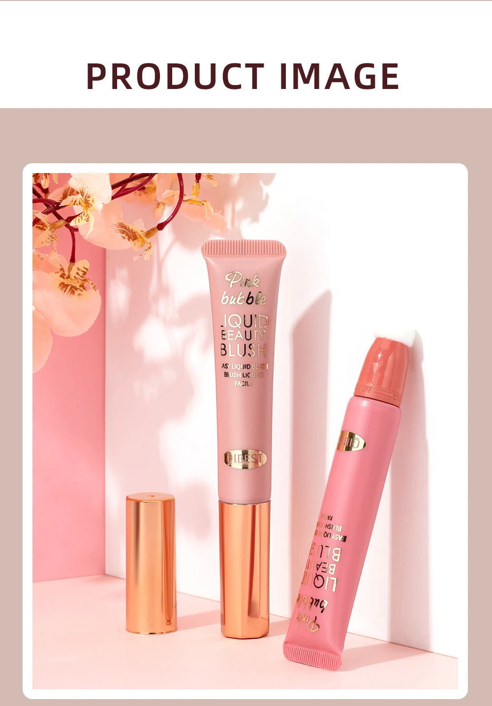 QIBEST Cushion-Applicator Liquid Blush (Waterproof, Soft-Matte)