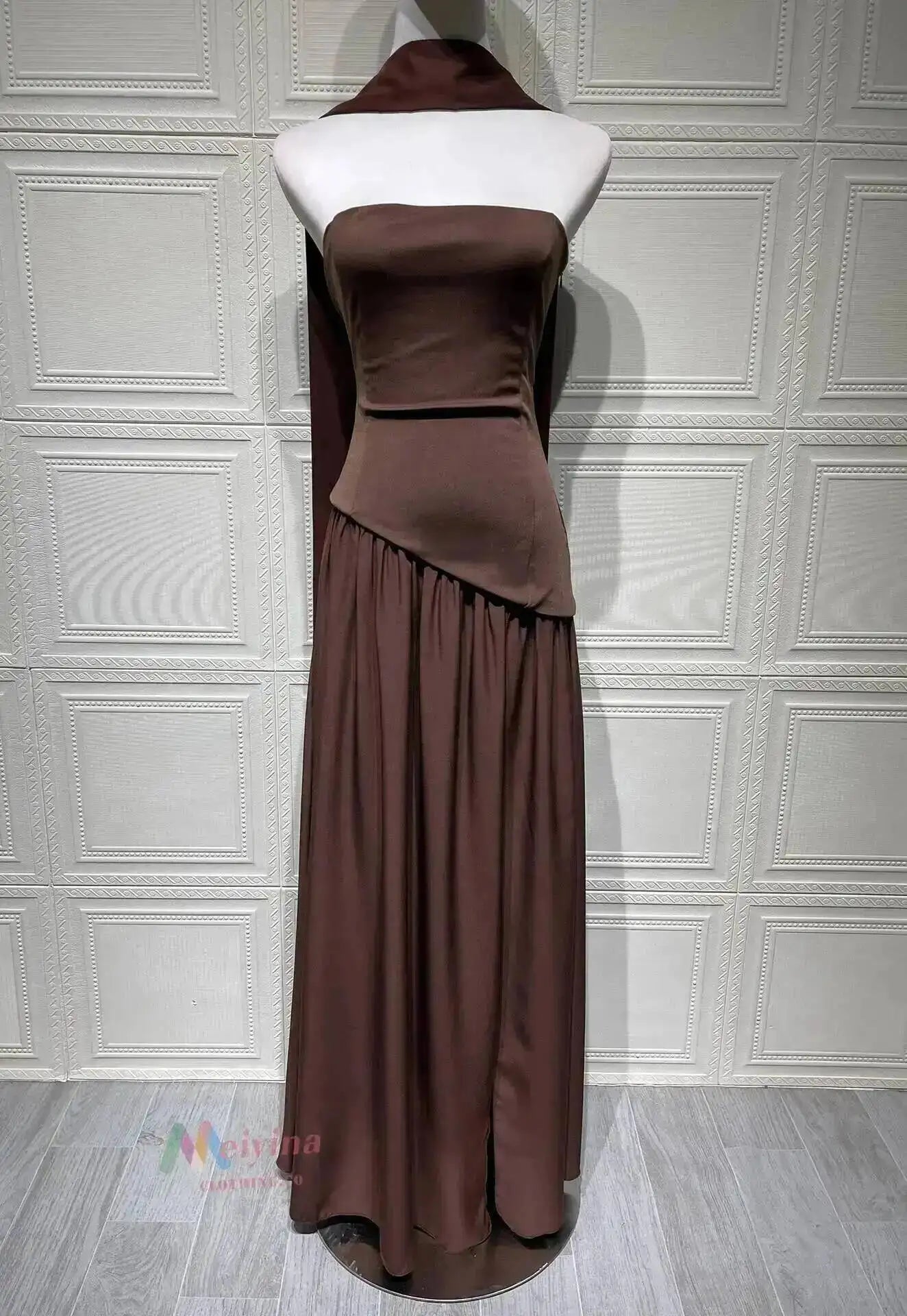 Giyu Sexy Evening Party Dresses Women 2025 Autumn Summer Maxi Long Dress Elegant Strapless Split Backless Pleated Dress