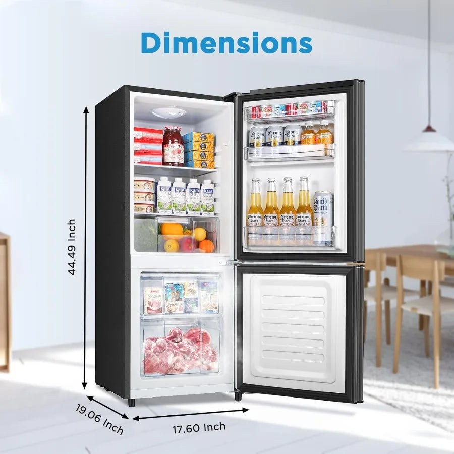 4.0 Cu.Ft Compact Mini Fridge with Bottom Freezer and Two Doors Energy-Efficient Small Refrigerator with Freezer for Bedroom Of