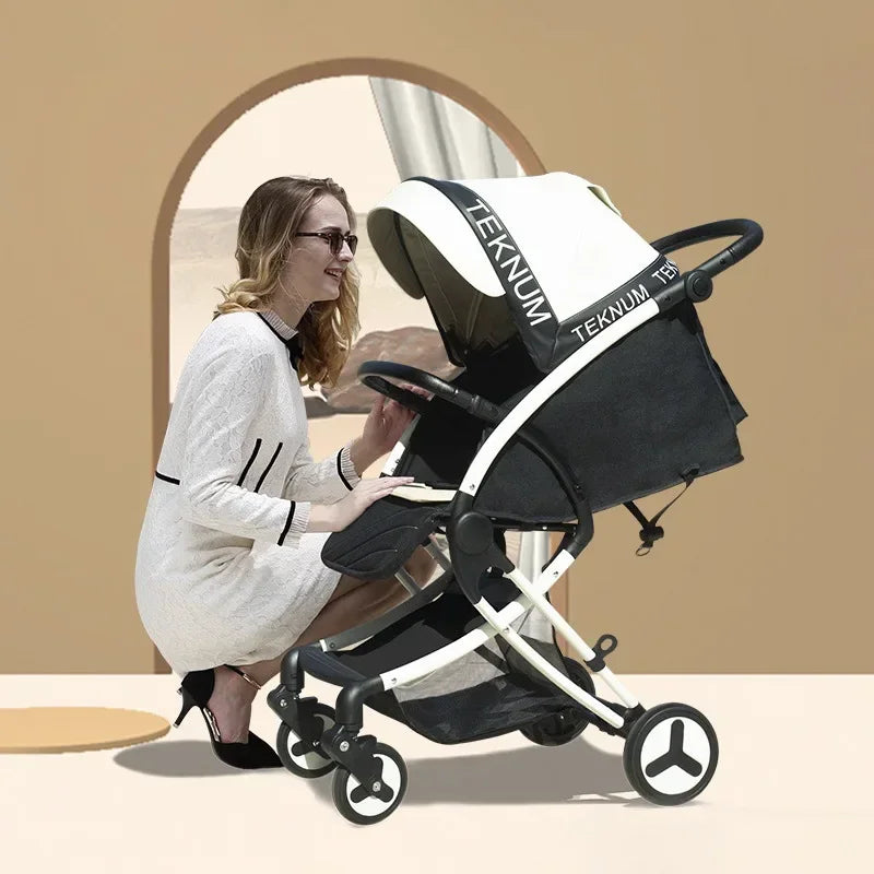 Portable Luxury Baby Stroller Two-in-one Baby Stroller,Lightweight and Foldable High-view Baby Stroller  Adjustable Armrests