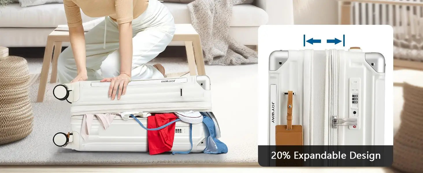 Joyway 20 inch Single Luggage Suitcase, Expandable Lightweight Durable, with Cup Holder, TSA Lock, Spinner Wheels