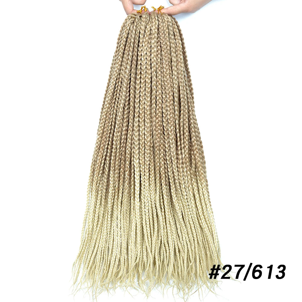 Synthetic Box Braids Hair Colored Crochet Hair Extensions Ombre Blue Gray Hook Braids Hairpiece For Women Cosplay Daily Use 24''