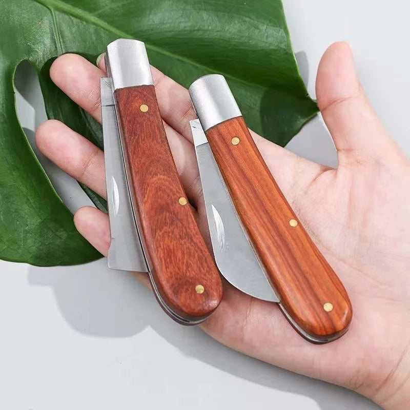 Folding Grafting Knife – Wooden Handle Fruit Tree Grafting Tool